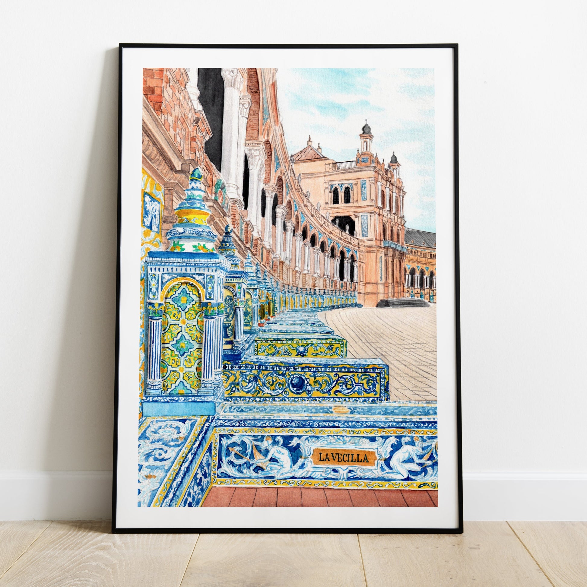 Seville, Spain Cityscape - Watercolor Art Print - NorrskenArt