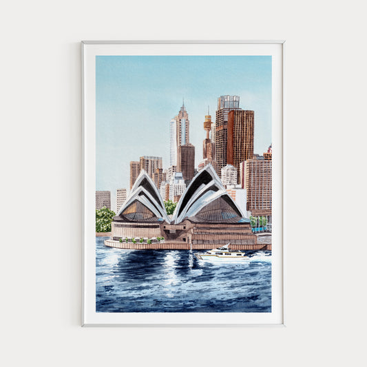 Sydney Cityscape Watercolor Painting - Australia Decor - NorrskenArt
