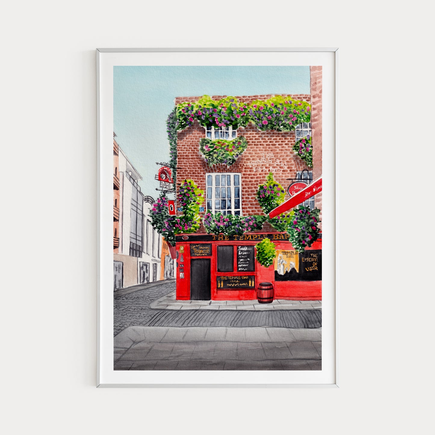 Dublin cityscape, Irish art, Template Bar Pub, Dublin Wall Art