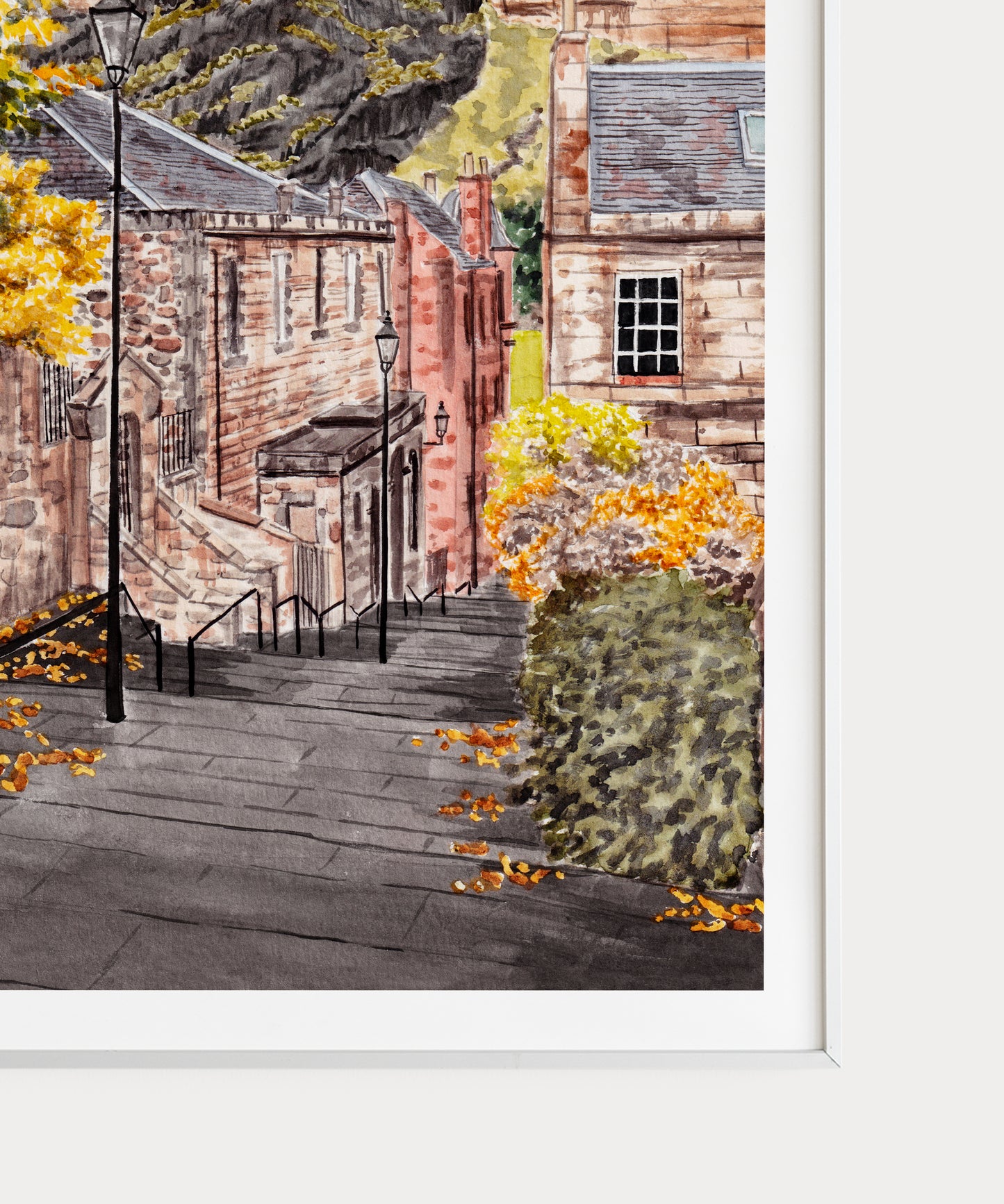 Edinburgh Viewpoint in Fall – Watercolor Art Print - NorrskenArt