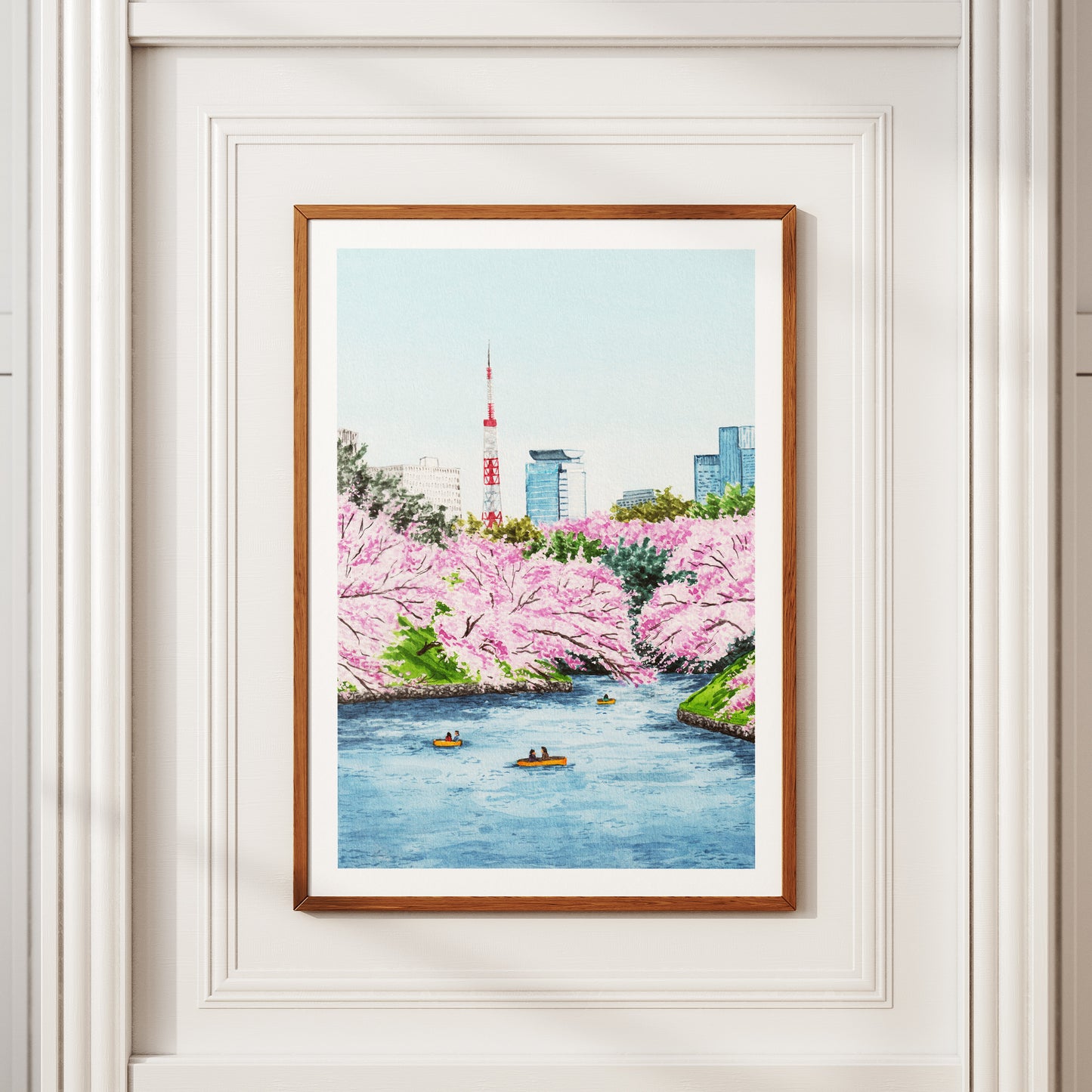 Tokyo Tower Japan Wall Art, Watercolor Print, Japanese Art, Tokyo Cityscape, Spring Decor, Asian Art