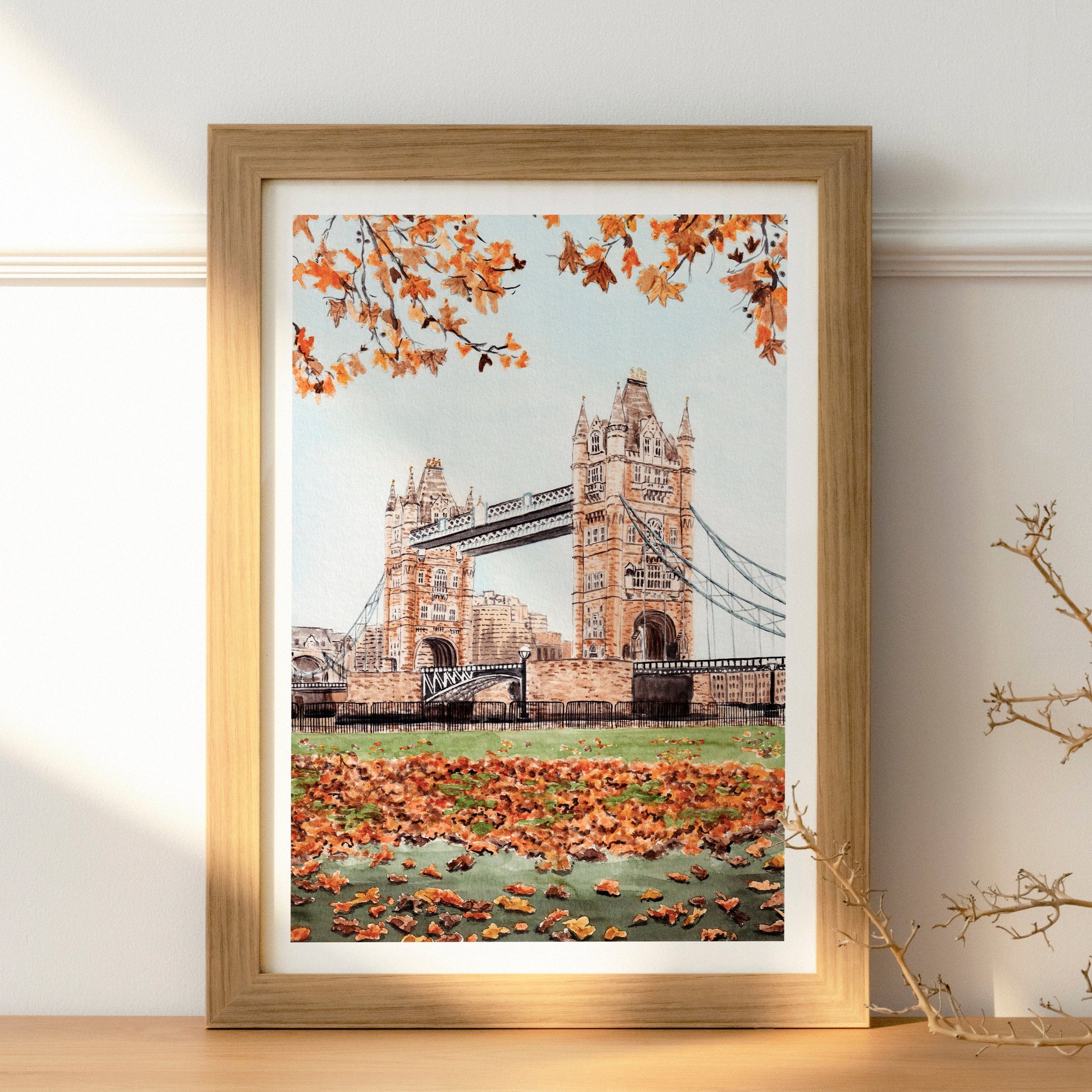 Tower Bridge London Watercolor Art Print - NorrskenArt