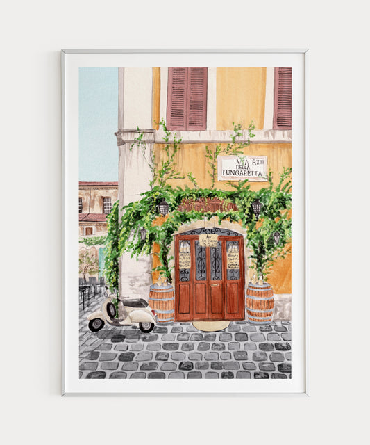 Trastevere watercolor wall art - NorrskenArt