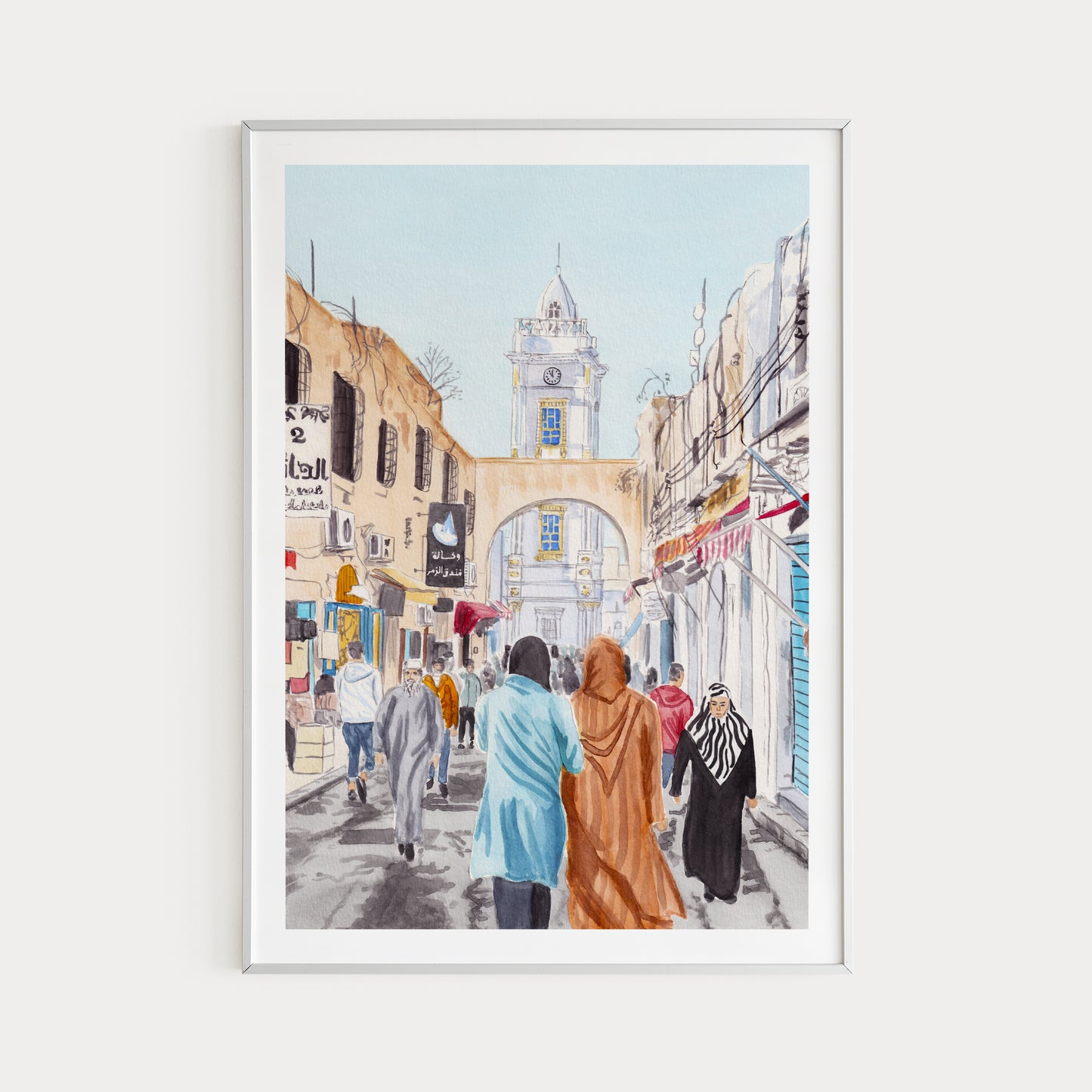 Tripoli Libya Cityscape - Watercolor Painting - NorrskenArt