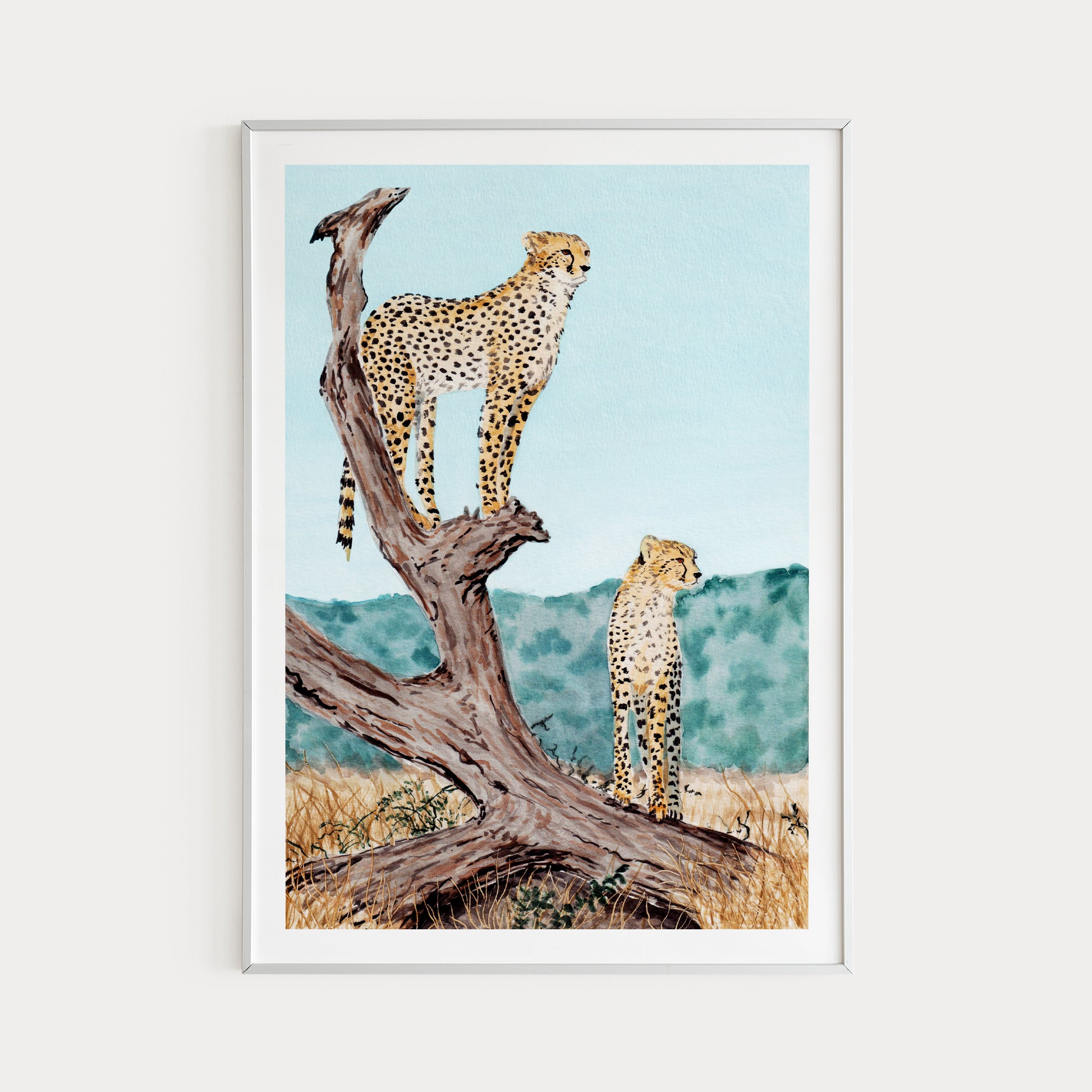 Uganda African Safari Wall Art - Cheetah Wall Decor - Uganda Painting - NorrskenArt