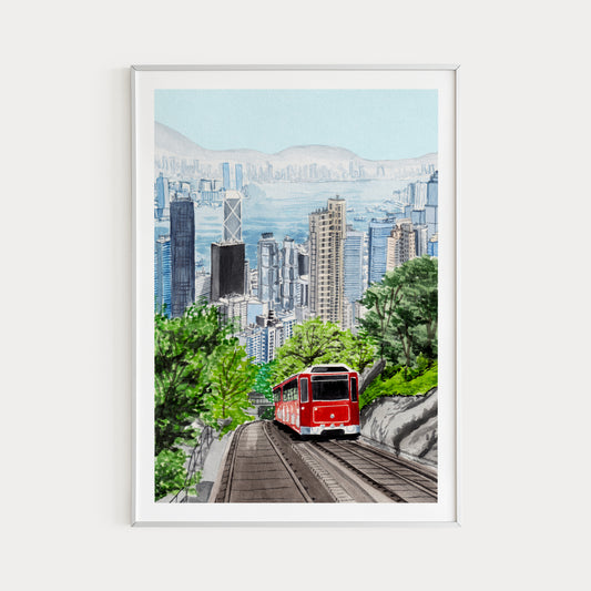 Victoria Peak Watercolor Painting - Hong Kong Decor - NorrskenArt