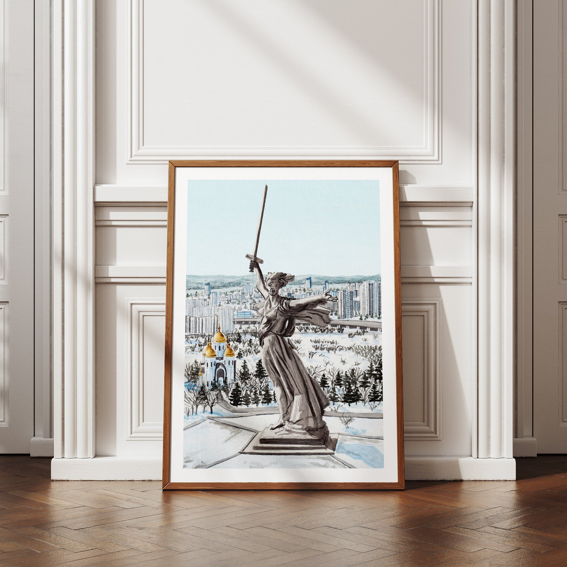 Volgograd Russia Watercolor Wall Art - NorrskenArt