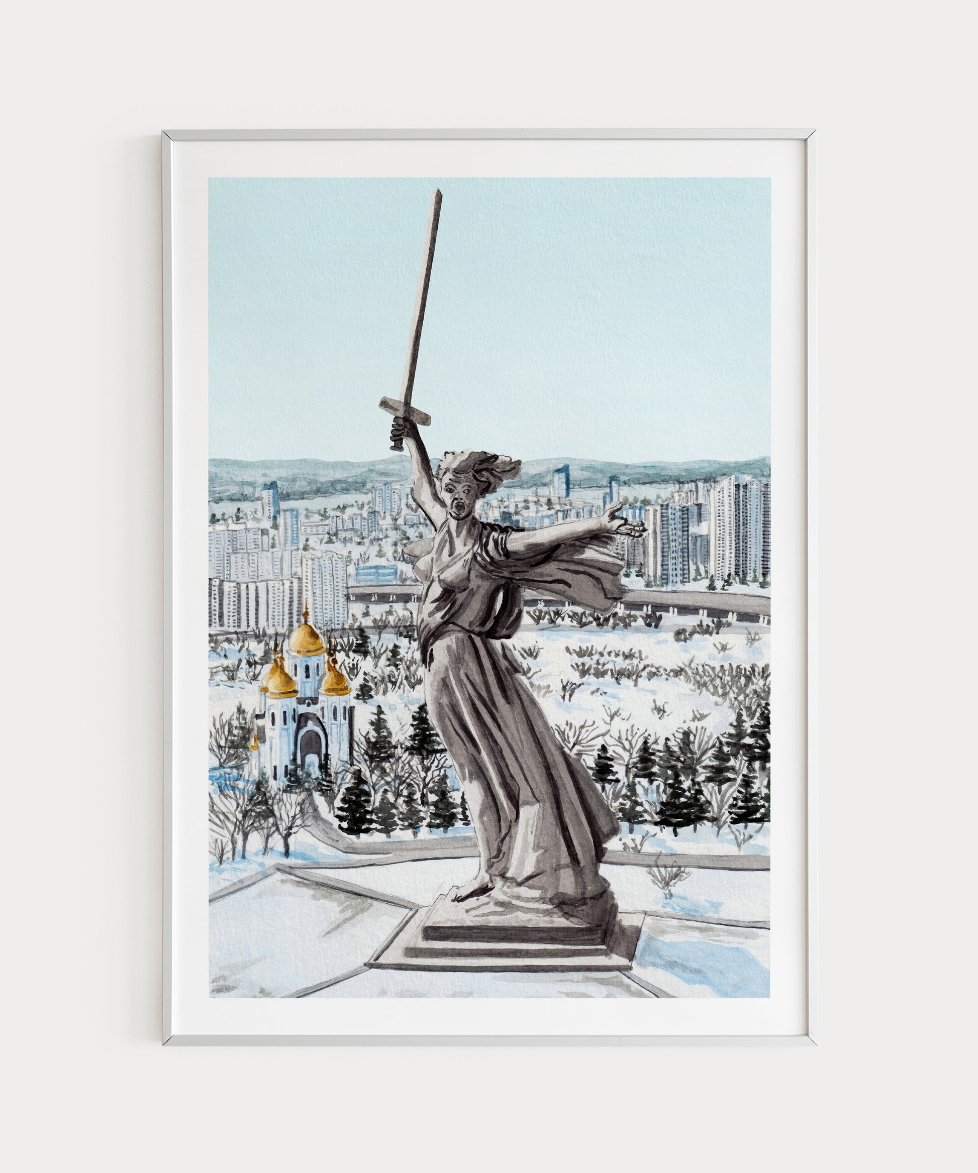 Volgograd Russia watercolor art print - NorrskenArt