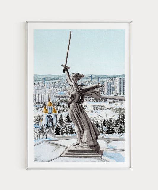 Volgograd Russia watercolor art print - NorrskenArt