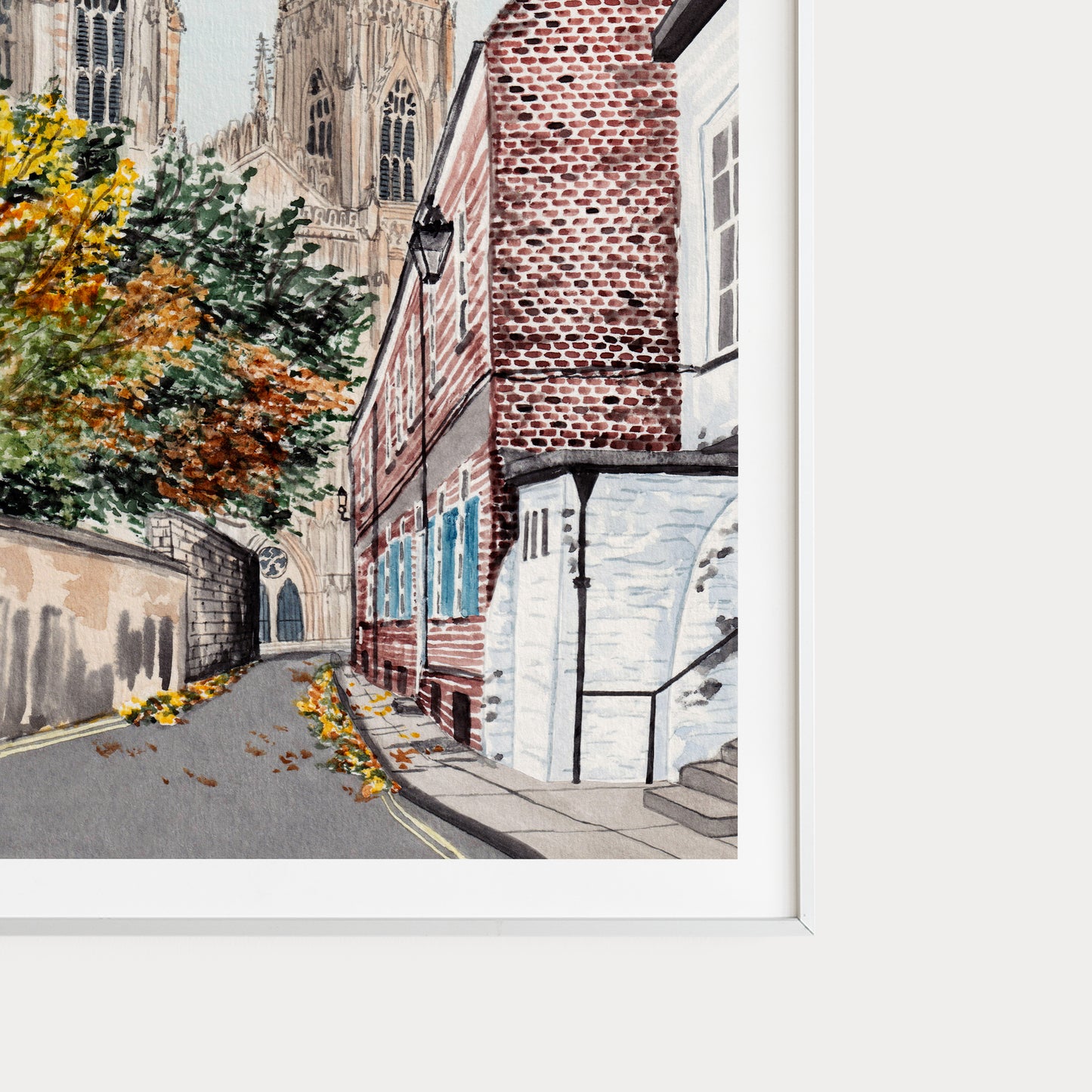 York England in Fall Watercolor Art Print | Autumn Decor | York Cityscape | Travel Gift