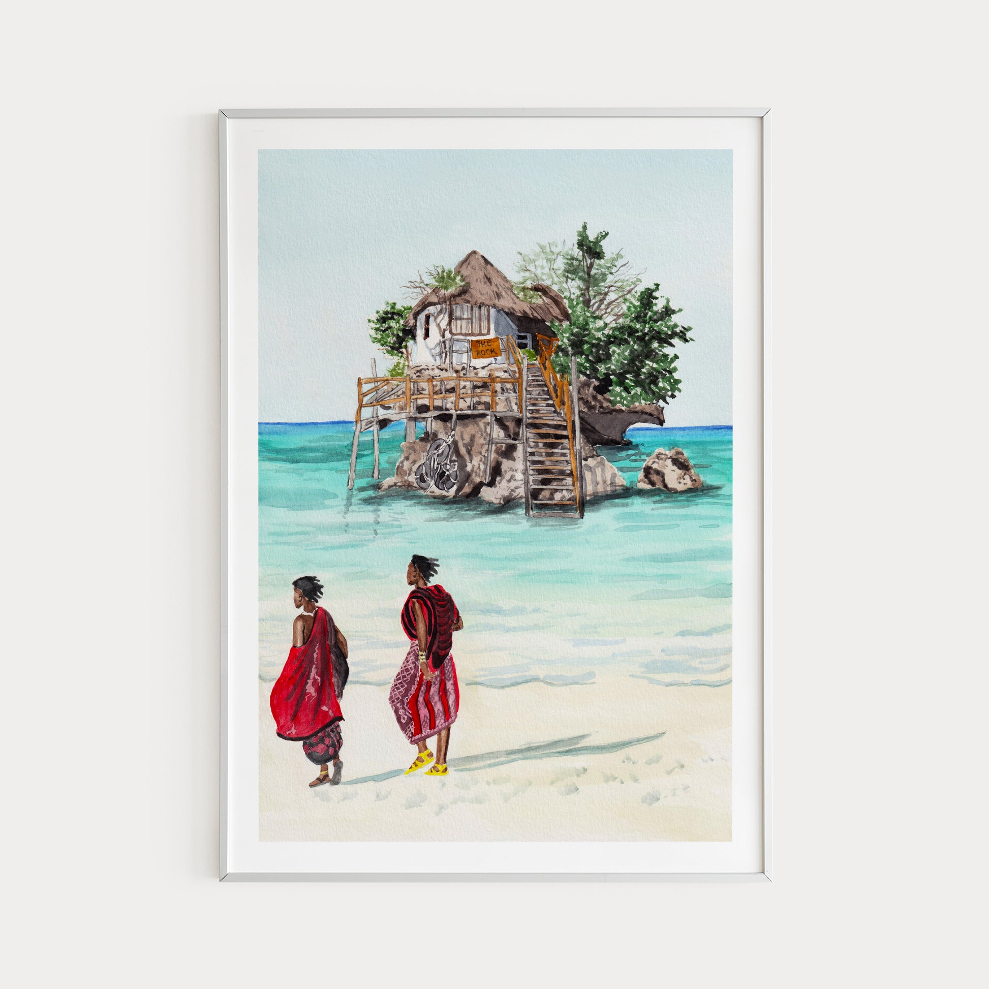 Zanzibar Print, Tanzania Wall Art, Watercolor Painting, African Art, Zanzibar Landscape, Traditional Art, Tanzania Decor, Travel Gift - NorrskenArt